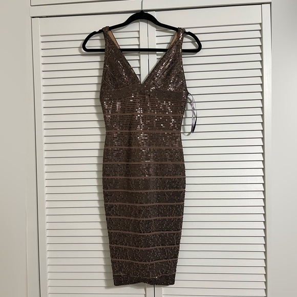 Herve Leger Luxury Dress, great condition. Size S bronze/brown/sequin - Picture 1 of 6